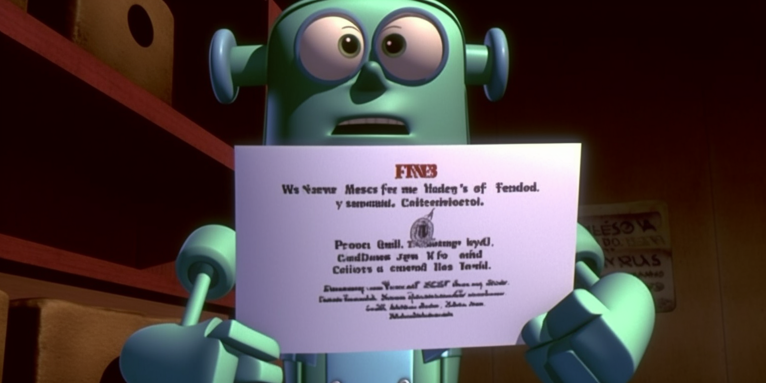 robot is holding a certificate